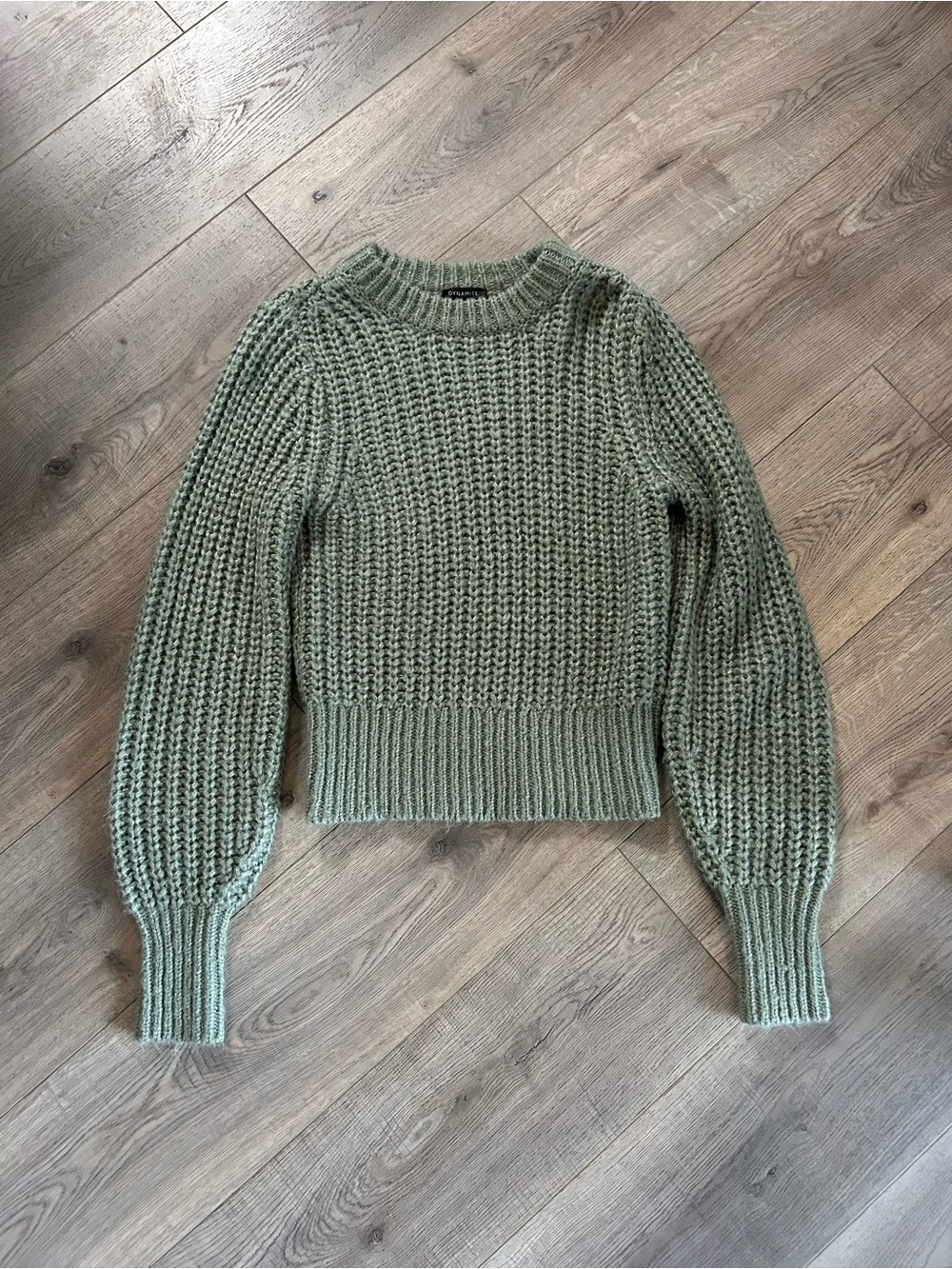 Dynamite Sage Green Chunky Crewneck Sweater